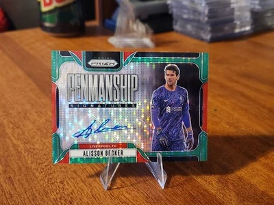 2024-25 Panini Prizm ALISSON BECKER Auto Green Pulsar PREMIER LEAGUE PENMANSHIP - Image 1 of 4