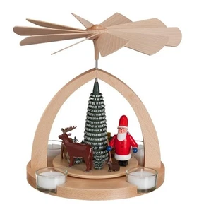 Tischpyramide Weihnachtsmann bunt 20,5x22x20cm NEU Holzpyramide Weihnachten - Picture 1 of 1