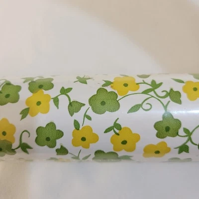 Vtg Carlan Decorative Covering Self Adhesive Vinyl Green Yellow Floral New - Image 1 of 4