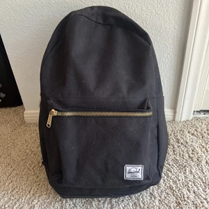 Herschel Supply Co. Backpack Gold Zipper Laptop Bookbag Black Large - Picture 1 of 6
