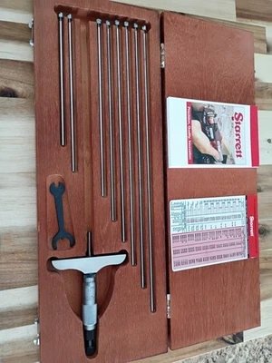 NEW Starrett 445-9RL Depth Micrometer Gage, 0-9" Range .001" 3" Base  - Image 1 of 4