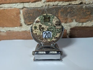 Vintage Desktop Perpetual Flip Calendar Rotating Metal Old World Map Globe Earth - Picture 1 of 9