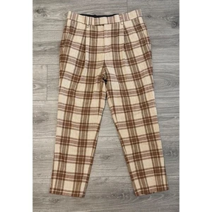 ASOS Herren Karo Hose Pants W32 L32R Braun Beige Plissee Chino Grandpacore - Bild 1 von 7