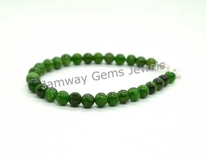 Natürliches grünes Chromdiopsid Armband, 6 mm Chrom glatt rund Perlen Armband - Bild 1 von 3