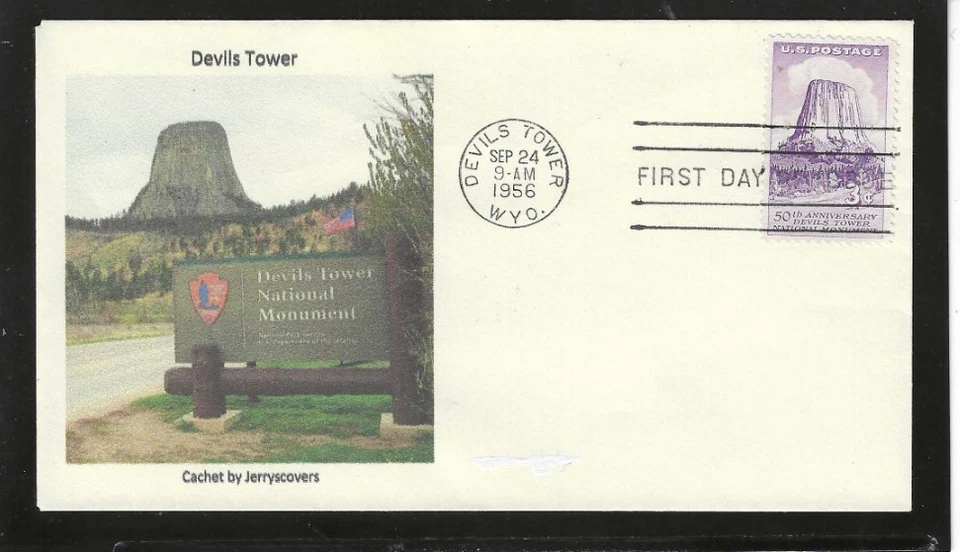 DEVILS TOWER NATIONAL MONUMENT  1956 DEVILS TOWER, WY JERRY'S COVERS ONLY 1 MADE - Image 1 of 1