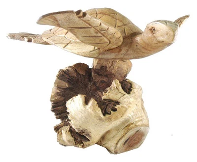 Estatuilla de tortuga marina costera tallada a mano sobre base de parawood Foto 1 de 3