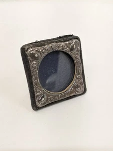 Miniature Photo Frame Sterling Silver Velvet Vintage Round Window Hallmarked - Picture 1 of 11