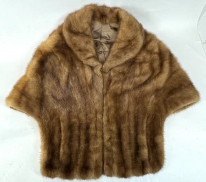 Vintage Handmade Unmarked Fur Brown Mink Fur Shrug Retro Luxury 1950s 1960s - Picture 1 of 9