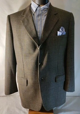 Hombres Corneliani Marrón Negro Wowen Tres Botones Lana Traje Chaqueta 52 EUR 42 EE. UU. COMO NUEVO Foto 1 de 4