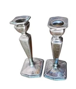 Jennings Brothers JB Art Deco Candlesticks 1988 Candle Holders Quadruple Plate  - Picture 1 of 4