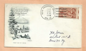 U.S.S. PRESIDENT ADAMS AUG 14,1948 NAVAL COVER OREGON CENTENNIAL FDC - Picture 1 of 1