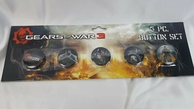 Gears of war 3 official 5 1.25" pinback button set NECA brand new sealed - Image 1 of 4