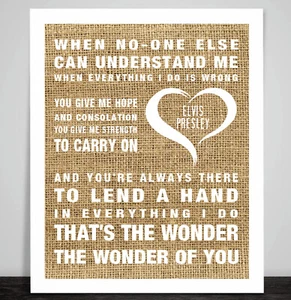 Elvis Presley The Wonder of You Print Poster. Music Song Lyrics. Hound Dog King - Picture 1 of 4