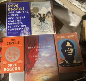 Lot of 5 Books by Dave Eggers: What, Circle, Zeitoun, Heartbraking, Your Fathers - Imagen 1 de 4
