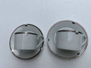 4 Stück, Mikasa INVITATION PLATINUM, 2 Tassen und 2 Untertassen, weiß - Bild 1 von 3