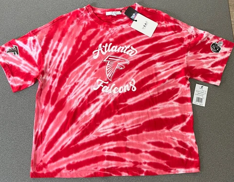 New NWT S/S Atlanta Falcons Shirt Women's Medium Tie Dye Wear By Erin Andrews Cover