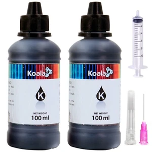 200ML Koala Ink Refill Kit BLACK for Canon HP Brother Epson All Inkjet Printers - Picture 1 of 13