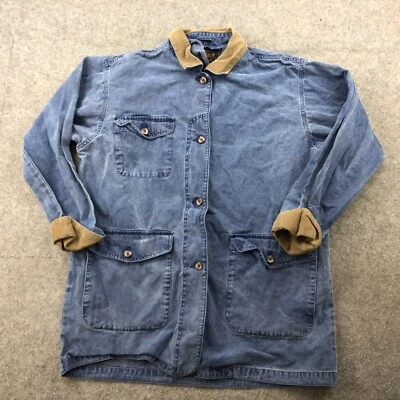 Eddie Bauer Jacket Mens Medium Blue Denim Pockets Corduroy Barn - Image 1 of 4