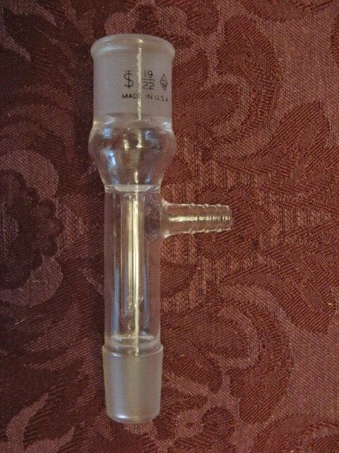 Glass 4-1/2" Gas Inlet 19/22 Inside Outside Joints Hose Connector - Very Nice! - Image 1 of 1
