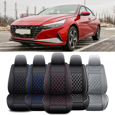 2/5 Car Seat Cover Full Set Front + Rear Cushion PU Leather For Hyundai Elantra - Image 1 of 4