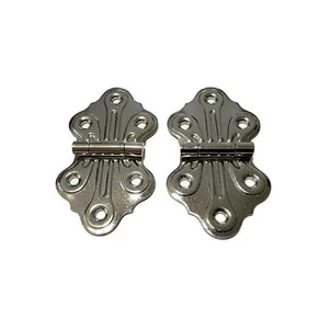 Pair of Embossed ornamental hinges Nickel Plated Finish Antique Style - Picture 1 of 2