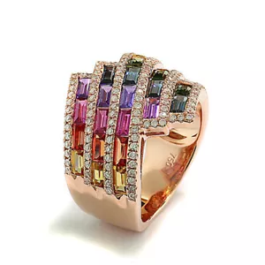 Rainbow Zafiro Anillo Brillante 3,86 Quilates 750-Roségold Valor Nuevo - Imagen 1 de 5