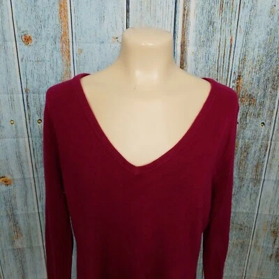 New York & Company Sweater Womens Large Solid Color Red Knit Pullover NYC - Image 1 of 4
