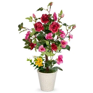 Artificial Plants & Flowers in Vase Red Roses Faux Flower Plant Arrangement w... - Picture 1 of 6