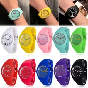 Soft Jelly Women Ladies Silicone Band Quartz Sports Girl Wrist Watch *UK STOCK* - Picture 1 of 15