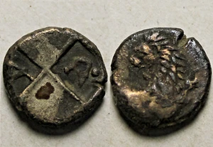 Rare genuine Ancient Greek Fouree coin Thracian Chersonesos Hemidrachm Lion Palm - Picture 1 of 7