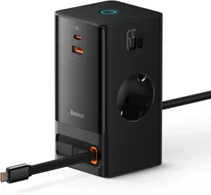 Baseus GaN3 Quick Charger / Ladegerät, 2x USB-C + 2x USB, 65W, schwarz!! - Zdjęcie 1 z 12