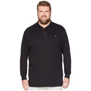 Polo Ralph Lauren Mens Big & Tall Soft Cotton Long-Sleeve Polo - Black, 4LT, NWT - Picture 1 of 3