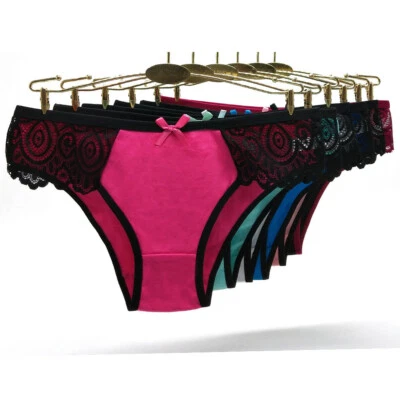 Paquete de 6 calzoncillos calzoncillos lencería sexy de encaje floral para mujeres y damas, talla 8-12 Foto 1 de 4
