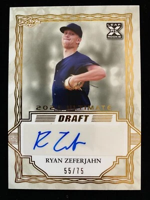 2020 Leaf Ultimate Draft RYAN ZEFERJAHN Rookie #BA-RZ1 GOLD AUTO #/75 Angels RC - Image 1 of 3