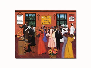 Cuadro de pared negro iglesia Dios bendiga música baile impresión artística 8x10 - Imagen 1 de 1