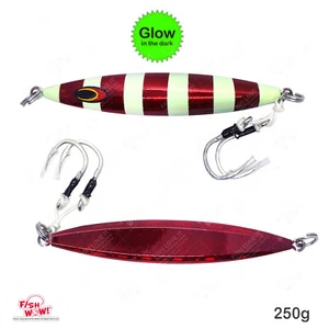 2pcs 250g Slow pitch Jig 9oz Fishing Jig Fish vertical sinking BKK Hook Red Glow - Picture 1 of 12