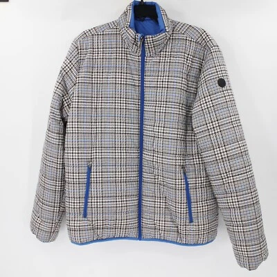 Brooks Brothers jacket mens Large plaid puffer reversible full zip houndstooth - Image 1 of 4