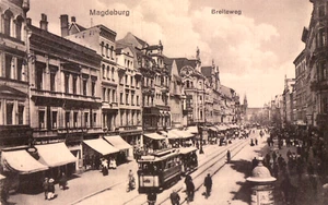 AK MAGDEBURG Breiteweg, Straßenbahn, Litfasssäule 1912 - Picture 1 of 1