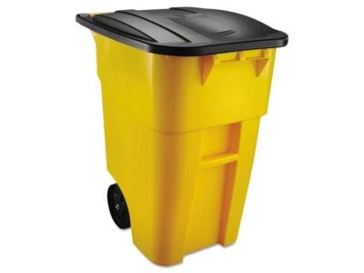 Contenedor de despliegue bruto, cuadrado, plástico, 50 galones, amarillo Foto 1 de 4