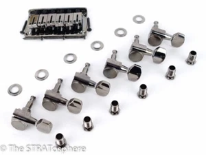 Fender Strat Tele Black Nickel HARDWARE SET, Bridge & Tuners, FMT Telecaster - Picture 1 of 1