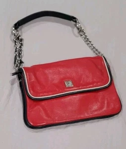 Guy Laroche Red Leather Chain Envelope Shoulder Bag - Picture 1 of 11