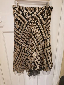 Fenn Wight Manson Gold & Black Geometric Style Long Skirt Size 14 - Picture 1 of 5