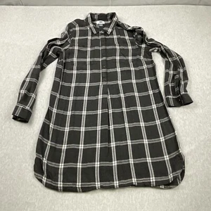 Vestido camisero Old Navy para mujer grande manga larga ligero blanco y gris a cuadros - Imagen 1 de 15