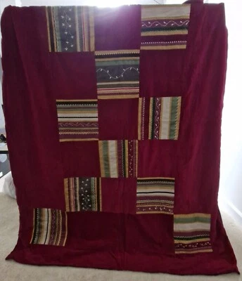 Funda nórdica Pottery Barn Twin terciopelo rojo retazos 100 % algodón 66" x 88" Foto 1 de 4