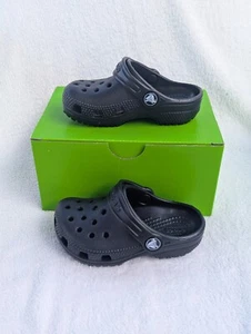 Size c7 Toddler Unisex Crocs Classic Black Clog Slip On Adjustable Shoes - Picture 1 of 9