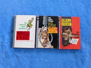 ELLERY QUEEN 3 Paperback Book Lot Mystery Vintage Glass Village Finishing Stroke - Picture 1 of 6