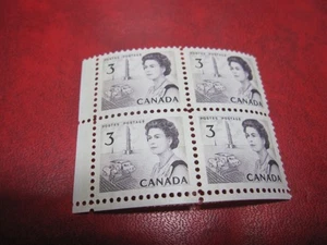 CANADA Unitrade# 456p 3c CENTENNIAL DEFS.-LOW VALUE LL TAGGED BLANK BLOCK MNH - Picture 1 of 2