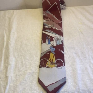 Andhurst Men’s Tie. Early 1900’sWomen  With BicyclesTheme.  57”. Great Coloring. - Picture 1 of 8