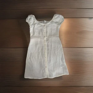 H&M Cute Puff Sleeve Dress White Size 9-10, Button Up - Picture 1 of 5