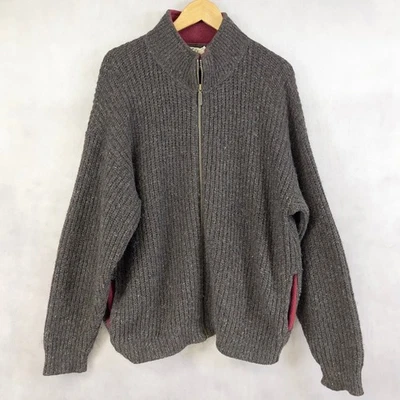 VTG REI Mens Full Zip Grandpa Sweater Jacket L Wool Blend Elbow Patches Rustic - Изображение 1 из 4